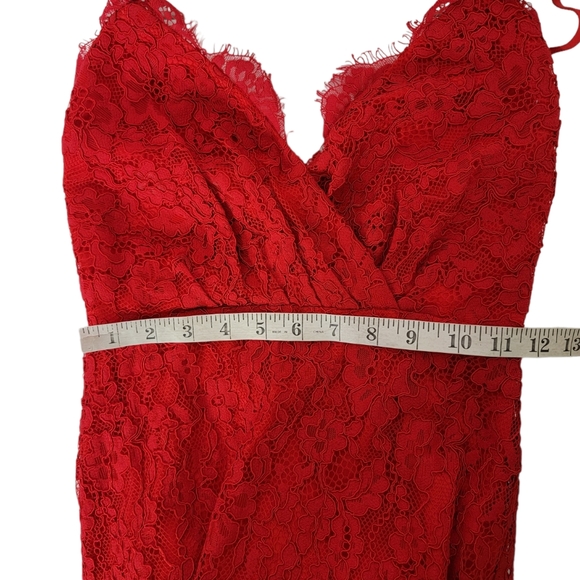 Majorelle Oracle Red Lace Dress Tiered Ruffle Midi Size XXS - Picture 5 of 10